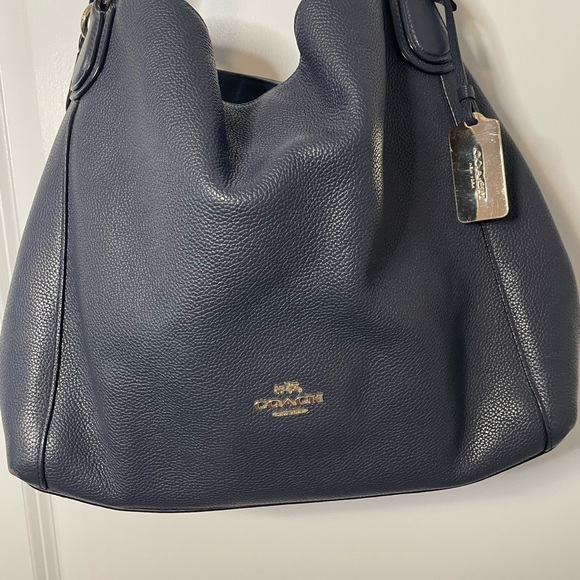 COACH 36464 Edie 31 Navy Pebbled Leather Shoulder Bag 3 Compartment **See descrp - Picture 2 of 16